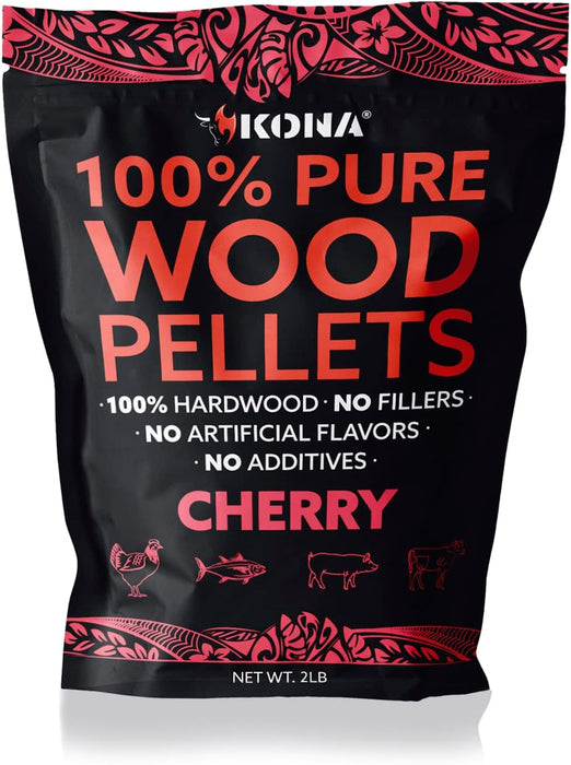 Kona 100% Cherry Wood Pellets - Grilling, BBQ & Smoking - Concentrated Pure Hardwood - Mellow Smoke