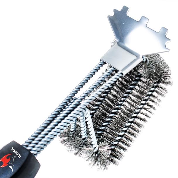 KitchenReady Bristle Free Grill Brush with Scraper, Safe Stainless Steel Barbecu