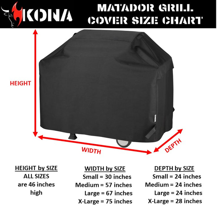 Kona Matador Grill Cover - Heavy Duty, Waterproof BBQ Cover For Gas Charcoal Electric Grills