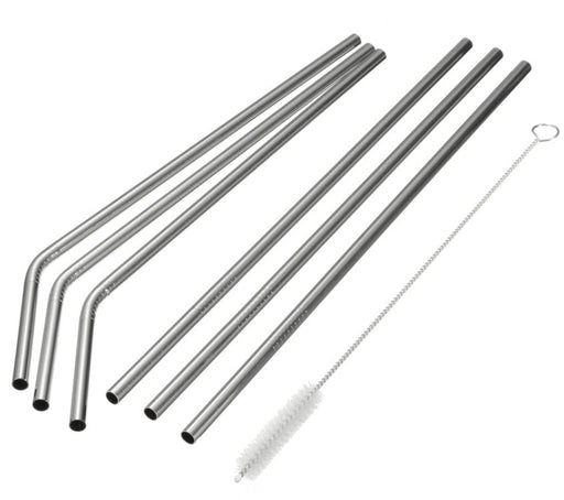 $5 Buck Club - 6 Pack Of Stainless Steel Straws & Cleaner