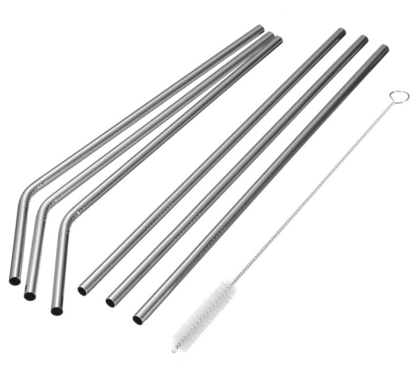$5 Buck Club - 6 Pack Of Stainless Steel Straws & Cleaner