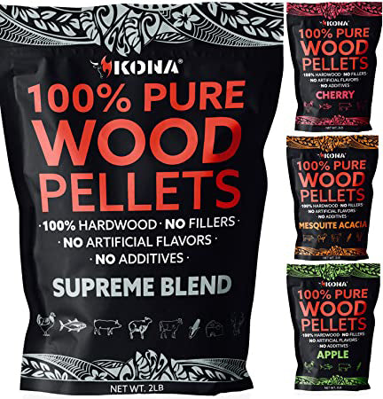 Kona Premium Wood Pellets - Grilling, BBQ & Smoking - Concentrated 100% Hardwood Variety Pack