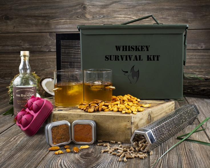 Whiskey Survival Kit- Whiskey and Gourmet Nut Lovers Ammo Can Gift Set
